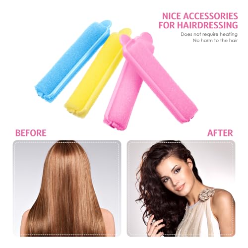 Syhood 43 Pcs Foam Sponge Hair Rollers Women 0.59 Inch Soft Sleeping Curlers Flexible Sponge Curler Tool and Rat Tail Comb for Hair Styling Hairdressing Overnight Curl and Volume(Pink Blue Yellow) - color: Pink Blue Yellow
