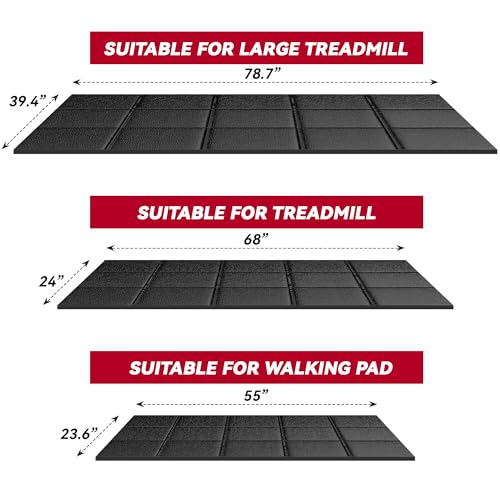 Treadmill Mat for Hardwood & Carpet Floors, 79" × 39.4", 0.2" Thick Extra Large Non-Slip Exercise Equipment Mat, Mat for Under Treadmill & Indoor Bike on Carpet - size: 78.7"L x 39"W x 0.2"Th