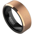 The Ridge Tungsten Rings For Men - Mens Wedding Band - Strong, Durable, and Scratch-Resistant Beveled Ring With Silicone Band - color: 18K Rose Gold