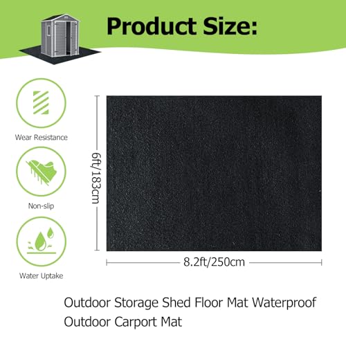 Outdoor Storage Shed Floor Mat, 6 * 8.2FT Waterproof Washable Garden Flooring Pad with Non Slip Backing, Soft Furniture Patio Covering Carport dust Oil Mat-Tool Shed, Storage Shed Not Included - size: 6 x 8.2 FT