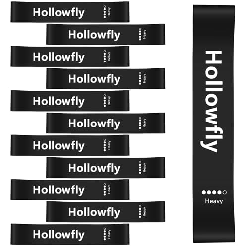 Hollowfly 12 Pcs Latex Resistance Loop Exercise Bands for Booty Workout Stretch Exercise Bands Non Slip for Legs Squat Resistance Loop Women Men Starter Butt Hip Thigh Fitness - color: Black, style: Heavy