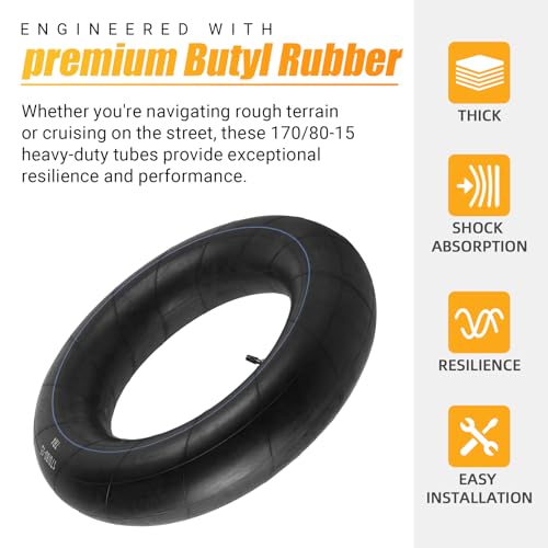 AR-PRO (2-Pack) 170/80-15 Replacement Inner Tubes Heavy Duty with TR4 Valve Stem - Premium Butyl Rubber Power Sports Inner Tube Perfect for 170 80-15 Tire - size: 170/80-15"
