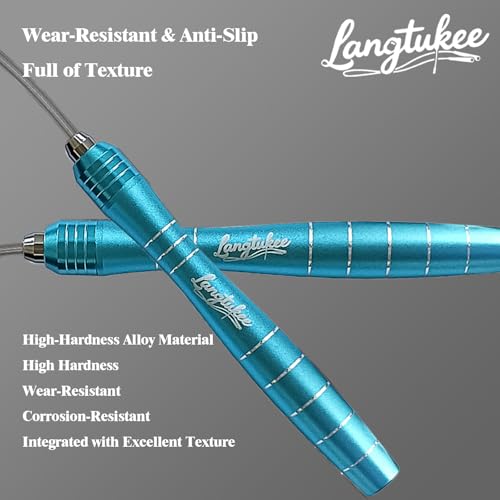 LANGETUKEE Speed Jump Rope - Professional Aluminum Alloy Skipping Rope with 360° Bearings - Adjustable 4mm Steel Cable for Double Unders, Boxing, MMA, HIIT & Cardio Training - Anti-Slip Grip - color: Blue