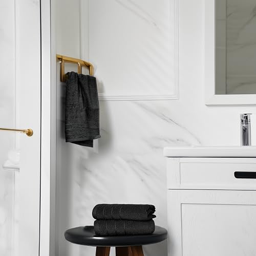 Tens Towels Pack of 6 Hand Towels, 100% Cotton, Lighter Weight, Quick to Dry, 16 x 28 Inches, Super Soft & Absorbent, Perfect for Bathroom & Kitchen, Black - color: Black