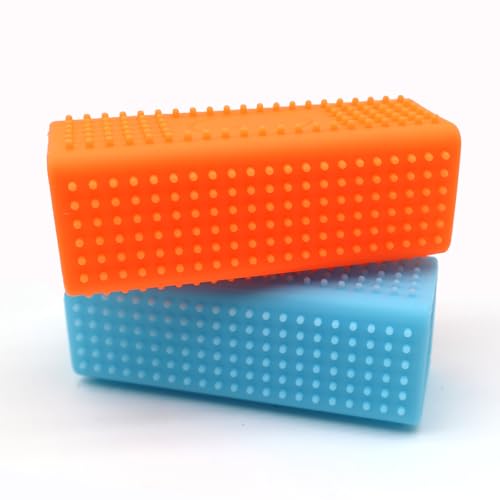 2pcs Pet Dog Cat Hair Remover, Pet Hair Removal Tool, Car Carpet Cleaner, Rubber Brush Roller, Dog Remover for car，Interior, Furniture, Sofa - color: orange and light blue