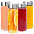 Glass Juice Bottles 4 Pack 16 oz - Wide Mouth Glass Water Bottles with Lids - for Juicing, Smoothies, Milk, Protein, BPA Free, Reusable, Stainless Steel Lids, Leak Proof, Shaker bottle (500 ml) - color: 4-Pack, size: 16 oz/500 ml