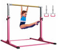 Gymnastic Kip Bar for Kids Training Horizontal Bars for Home Ages 3-15 Adjustable Height Non-Slip Gym Equipment Indoor with Rings