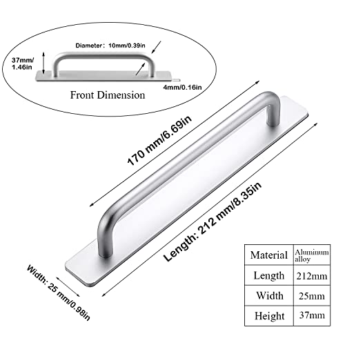 Self-Stick Instant Cabinet Handles - 2pcs Aluminum Alloy Drawer Pulls Helper with Adhesive Door Handle for Kitchen Cabinet Window Sliding Closet (8.35", Silver) - color: Silver, size: Large (8.35")