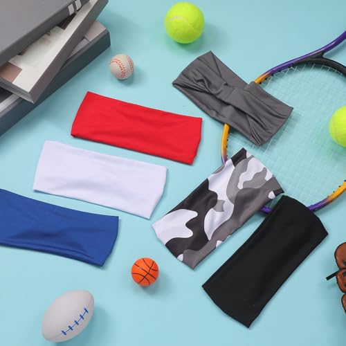 Deekin 6 Pcs Sweatbands for Kids Soccer Headbands Boys for Sports Breathable Sweat Wicking Headband for Kids Athletic Baseball Football Youth 5-15 Years Old - color: Colorful
