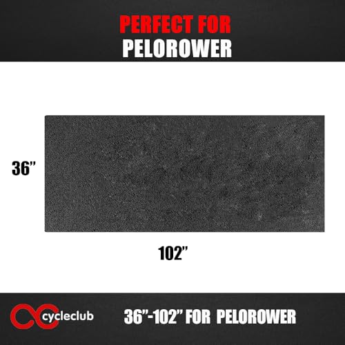 Cycleclub 36" x 102" Large Rower Mat Compatible with Peloton Rower Matt, Treadmill Mat, Elliptical Pad for Hardwood Floor Carpet Black Gym Equipment rowing Machine Matt