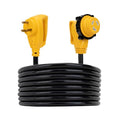 Camco PowerGrip 25-Ft 30 Amp RV Extension Cord w/90° Locking End - Features NEMA TT-30P Male & Marine-Style L5-30R Locking Female Connectors - Rated for 125V/3,750W - 100% Copper 10-Gauge Wire (55524) | 25 Ft Length, 30 Amp, 750W) Rating, Nema Tt-30p Male