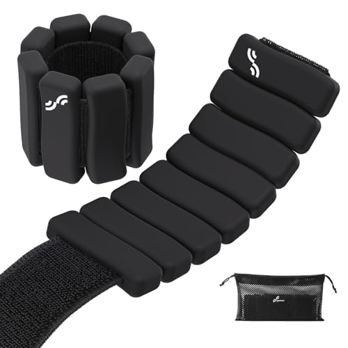 Sportneer Wrist & Ankle Weights for Women & Men Set of 2 (1LB/2LB Each) - Soft Silicone Arm & Leg Weights for Pilates, Yoga, Walking, Barre, Home Workout, Water Aerobics - color: Twilight Black, size: 2 Lb Pair (1 Lb Each)