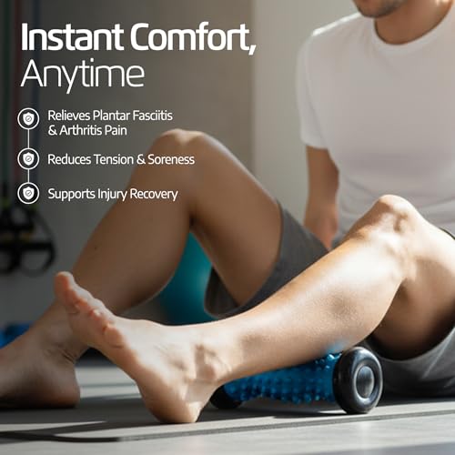 Logest Foot Massage Roller - for Trigger Point Therapy, Injury Rehabilitation & Deep Tissue Massage - Prevent Stiffness & Improve Strength - Silicon with Nodules (Blue - Green 2 Pack) - color: Blue - Green 2 Pack