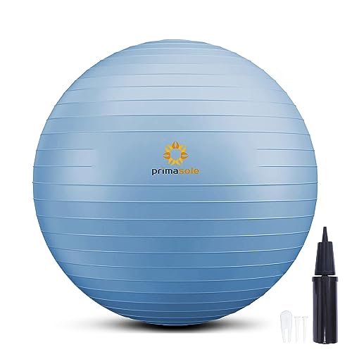 Primasole Exercise Ball for Balance Stability Fitness Workout Yoga Pilates at Home Office & Gym Birthing Ball for Pregnancy, Office Ball Chair - color: Pale Gray, size: 45 cm