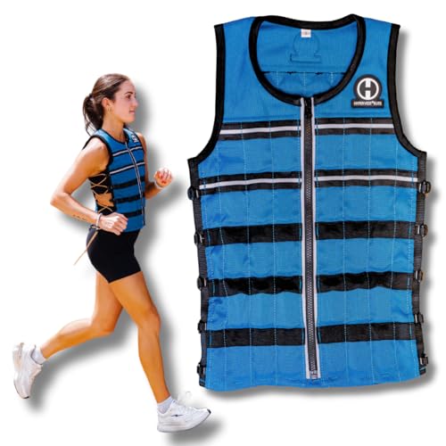 Hyperwear HyperVest ELITE Adjustable Weighted Vest for Women and Men — Thin Steel Weights, Stretch CORDURA Fabric — Weight Vest for Walking, Running, Strength Training - size: Medium 10 Pounds Blue