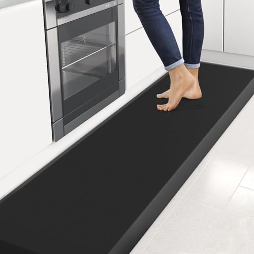 4/5 Inch Thick Kitchen Mats for Floor, StepRite Kitchen Rug for Standing Desk, Non-Slip, Thicker, Stain & Water Resistant, Comfort Anti Fatigue Floor Mat for Home, Kitchen, Office - Black,108 * 30'' - color: Black, size: 108"L x 30"W x 0.8"Th
