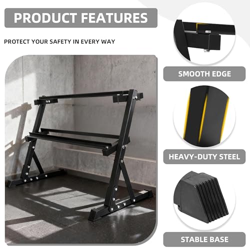 BalanceFrom Dumbbell Rack Stand, Multi-Tier Weight Rack for Dumbbells & Kettlebells, Heavy Duty Home Gym Storage Rack, Includes 25 lb Dumbbell Pair, Black - style: 2 Tier