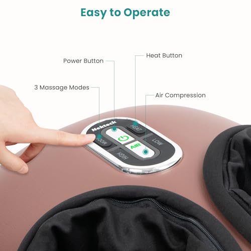Nekteck Shiatsu Foot Massager with Heat & Air Compression Deep Kneading - color: Brown, size: Regular