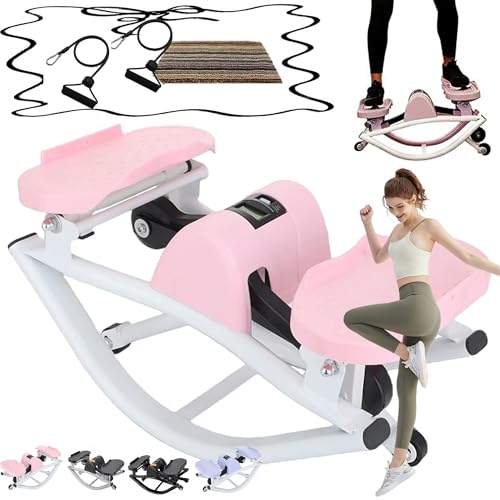 Rock Stepper Side to Side Pink Lateral Rocking Stepper Side to Side with Digital Display Rock Stepper Exercise Machine with Resistance Bands,Home Workout Machine (Pink, Sets) - color: PINK