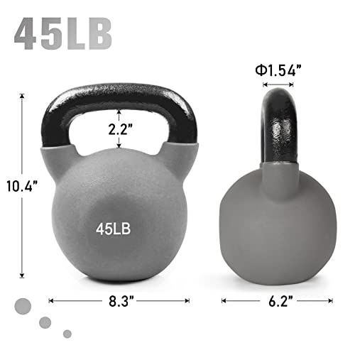 RitFit Neoprene Coated Kettlebell Weight Set, Solid Cast Iron - color: 25LB(Grey）