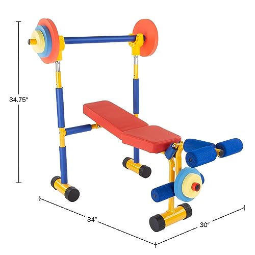 Hey! Play! Kids Exercise Equipment Collection: Strength Training, Cardio, Endurance, and Active Play Essentials - Kids Weight Bench Set - style: Kids Weight Bench Set