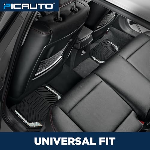 PIC AUTO Car Floor Mats, Leopard Sparkly Crystal Bling Glitter Car Mats Set, Front and Rear Heavy Duty Rubber Car Mats with Anti-Slip Backing, All Weather, Trim-to-Fit for Automotive SUVs, Sedan, Vans - color: Leopard