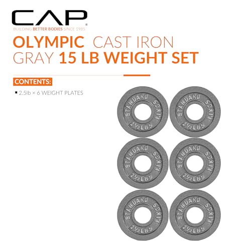 CAP Barbell 2-Inch Olympic Weight Plate | Multiple Options - size: 2.5 lb - Set of 6, style: Classic - Grey