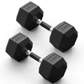 PAPABABE Hex Dumbbell Set 2.5-100lb, Rubber Grip Dumbbells, Home Gym | Complete & Durable Cast Iron Core Odorless Antiroll Hex Shape Ergonomic Versatile Home Gym Comfort Non-Slip Grip - size: 27.5 lb, Pair, style: Rubber Grip