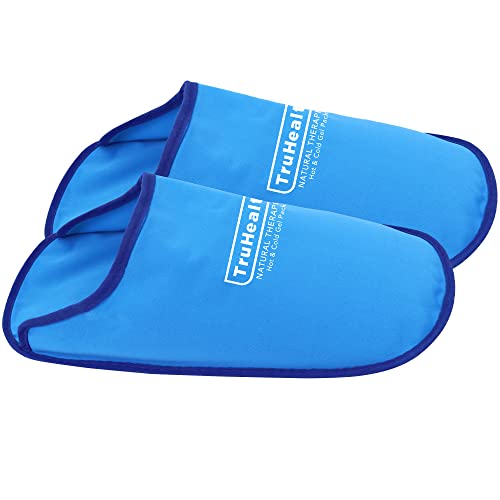 Gel Ice Pack Slippers - Hot & Cold Therapy for Neuropathy Relief & Foot Care, Cooling Gel Comfort for Swollen Feet & Swelling Relief, Flexible Ice Pack Design - 1 Pair, Blue Vinyl