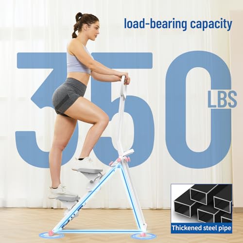 HXD-ERGO Stair Stepper for Home, New Version 6 Adjustable Resistance Vertical Climber Cardio Exercise Machine, Folding Stair Climber for Full Body Workout with Adjustable Handlebar - color: 6 Level Resistance-White