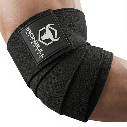 Elbow Wraps for Weightlifting (1 Pair) - 50" Elastic Elbow Braces for Weight Lifting - Elbow Support for Bench Press, Powerlifting, Fitness, & Gym Workout - Gym Elbow Straps Weightlifting - Elbow Compression Strap Brace - color: Black