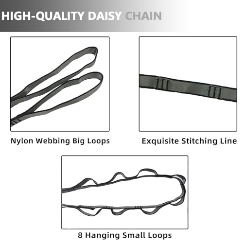 PRIOR FITNESS Yoga Straps Aerial Hammock Accessory Set, 2pcs Carabiner + 2pcs Daisy Chain r, Aerial Silk Hardware with Carabiner Daisy Chain for Yoga Swing Pilates