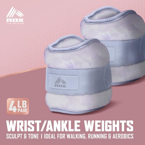 RBX Wrist & Ankle Weights Set, Adjustable Comfort Fit for Training & Toning - color: Purple, size: 4lb (2lb Each)