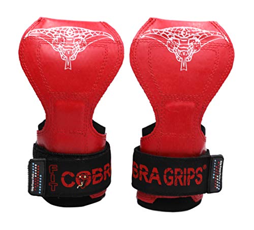 Cobra Grips Weight Lifting Gloves with Adjustable Neoprene Padded Wrist Wraps - Heavy Duty Alternative to Power Lifting Hooks for Deadlifts - color: FIT Red Rubber, size: 4.25 - 7.0"