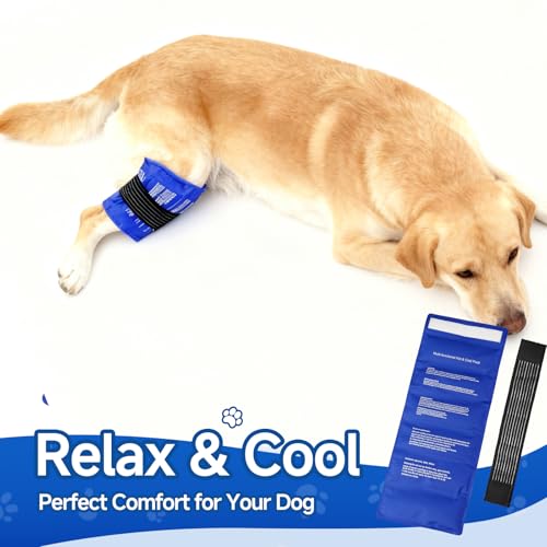Dog Gel Ice Packs, Reusable Hot and Cold Ice Packs for Dog Injuries, Joint Pain, Muscle Soreness, Pain Relief, Post-Surgery Recovery, Adjustable Pet Gel Wrap for Dog's Knees, Back and Shoulders