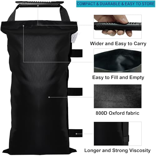 SANWAY 120 LBS (Unfilled) Sand Bags for Canopy Weights, Windproof-Portable and Durable to Secure Tents, Canopies, and Umbrellas-Black - color: Black