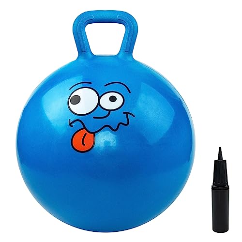 Hopper Ball, Bouncing Ball with Handle, 18 Inches Jumping Hoppity Hop Toys, Sit and Bounce on Toys for Boys and Girls Gifts - color: Blue Smile, size: Age:4-8(18''/45cm)