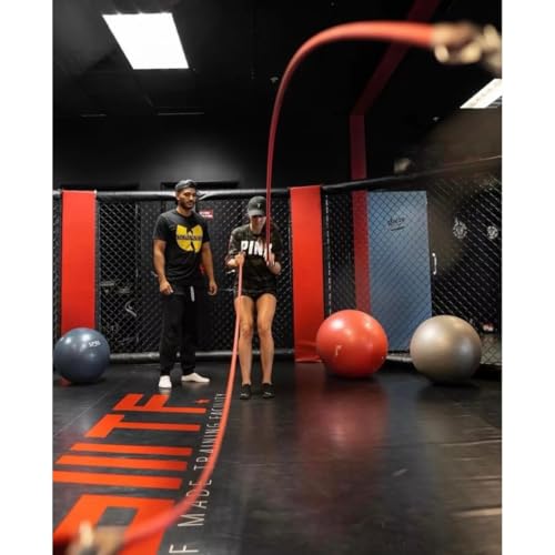 Dynamic Rubber Battle Ropes Alternative for Home and Gym | Maximize Calorie Burn | Revolutionary Fitness Equipment for Abs and Full Body Workout - color: Neon Red