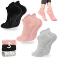 loudashuaiqi Grip Pilates Socks Non Slip Athletic Yoga Socks with Grips for Women Grippy socks for Hospital Workout Barre - style: Grey/Black/Pink