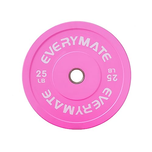 EVERYMATE Change Weight Plates 1.25LB 2.5LB 5LB Set Fractional Olympic Bumper Plates for Cross Training Steel Insert Strength Training - color: 25LBx1, size: Pink
