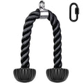 SELEWARE Rotating Straight Bar, Tricep Rope, Double D Row Handle, Rotating V Handle, Cable Machine Attachment with Non-Slip Soft Rubber Grip, Universal Attachment for Cable Machines - color: Black Rubber Tricep Rope - 28inch