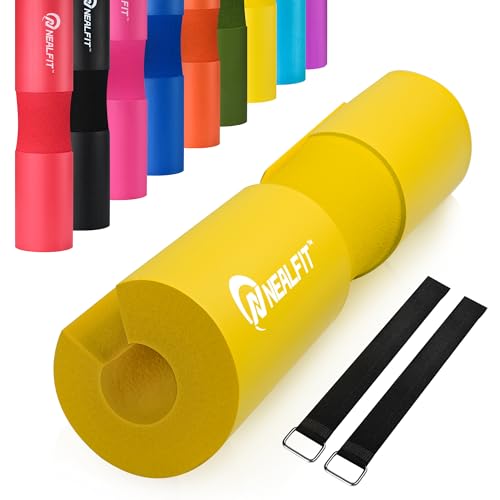 NEALFIT Barbell Pad Squat Pad for Squats—Squat Bar Pad—Great for Weightlifting,Lunges and Hip Thrusts—Foam Sponge Pad—Fit Standard and Olympic Bars Perfectly - color: Yellow