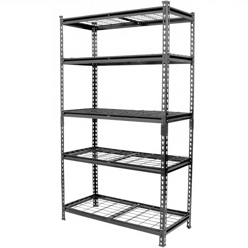 5-Tier Heavy-Duty Storage Shelves, 2250 LBS Load Steel Shelving Unit, Adjustable Boltless Garage Shelving, Sturdy Organizer for Garage, Kitchen, Gym, Shed (Black, 36''W x 18''D x 72''H) - size: 36''W x 18''D x 72''H