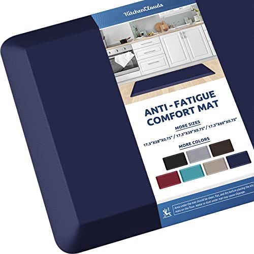 KitchenClouds Kitchen Mat Cushioned Anti Fatigue Kitchen Rug 0.8inch Waterproof Non Slip Kitchen Rugs and Mats Standing Desk Mat Comfort Floor Mats for Kitchen Sink Office (17.3"x39",Blue) - color: Blue, size: 39"L x 17.3"W x 0.8"Th