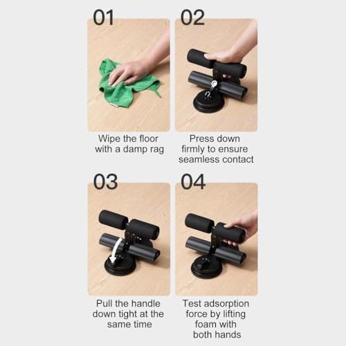 Sit Up Machine and Ab Machine with Puller Elastic, Abs Master Foot Holder with Double Suction, Ergonomic Design for Abdominal Muscles Training for Ab Workouts, Sit-Ups and Core Exercises. - color: Beige