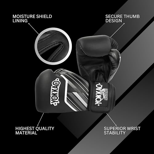 Yokkao Muay Thai Boxing Gloves – Essential Gloves for Beginners Men & Women Microfiber Leather Multi-Layered Foam Padding & Secure Fit - size: 10oz
