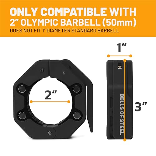Magnetic Barbell Collars [Bells of Steel] Version 2.0 Premium Weight Bar Clamps, Quick Release Barbell Clips, Olympic Barbell Clamps, High-Strength Nylon Gym Clips, Pair, Black - color: Black V.2