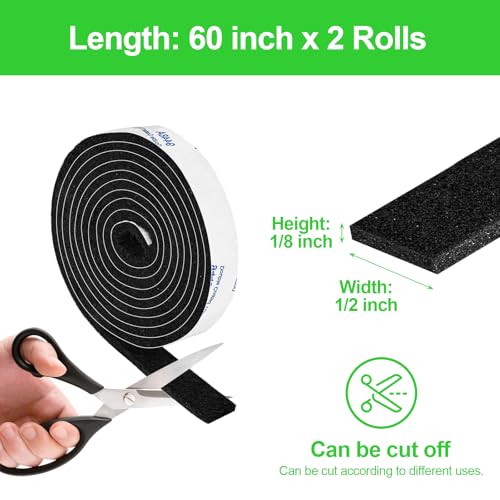 Felt Strips with Adhesive Backing, Felt Tape with Adhesive Backing, Felt Furniture Strips 2 Pack Roll 1/2x 60 Inches Black, Felt Strips for Furniture - size: 2 Rolls 1/2x60 inch