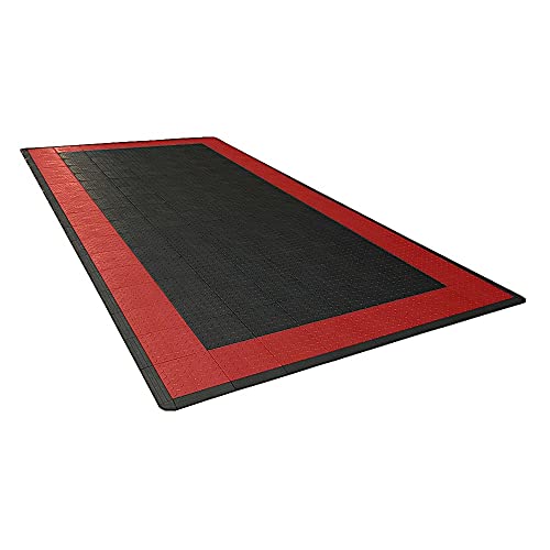 Speedway Garage Floor Mat Kit for 1-Car, Medium, Black/Red - color: Black/Red, size: Garage Kit - 1-Car