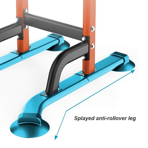 SogesHome Power Tower Pull Up Bar and Dip Station, Height Adjustable Dip Stand Exercise Machine for Home Gym, Multi-Functional Free Standing Strength Training Fitness Workout Station - color: Orange